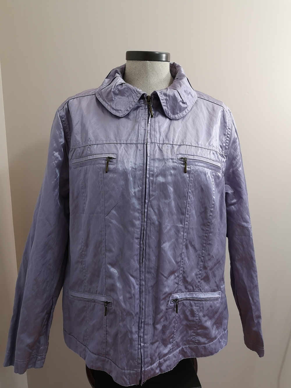 Tanjay Lavender Satin Zip Jacket Size 16